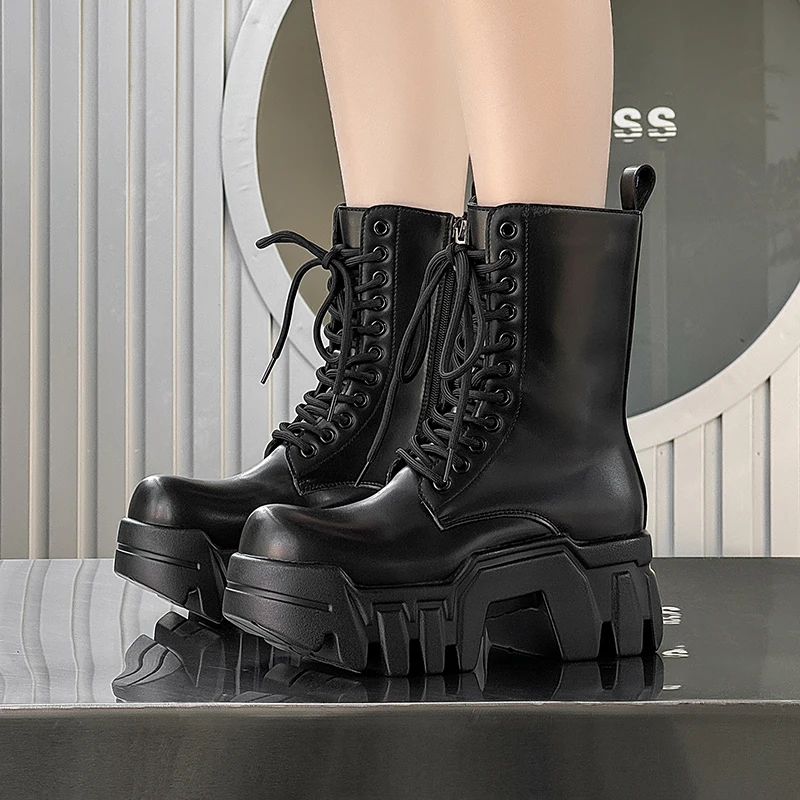 

Оригинальный дизайн, высокое качество, весенние новые кожаные повседневные ботинки в уличном стиле для мужчин и женщин, черные туфли, увеличивающие рост