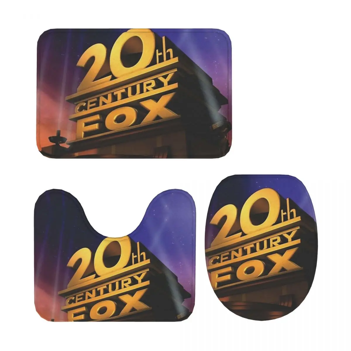

20th Century Fox Classic 3 Piece Bath Mat Bathroom Set Toilet Lid Cover Home Decor Non-Slip Carpet Floor Rug