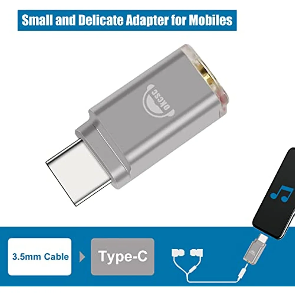 okcsc TC35 Audio Type-C Adapter Hi-Res DAC For Mobiles iPad Samsung Galaxy S21 Ultra S20 FE S20 Z Flip 3 A53 Note 20