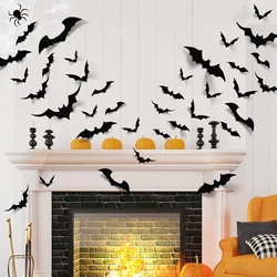 24/36/48/60pcs Bats Halloween Decorations 3D Bats DIY Home Indoor Outdoor Wall Decor Scary Bat Stickers Halloween Party Supplies