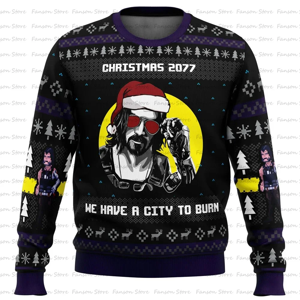 

Christmas Cyberpunk 2077 Ugly Christmas Sweater Cartoon Anime Women Men Pullover Top 2025 New Fashion Couple Hoodie Sweatshirt