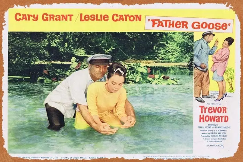 Muecddoa Retro Classic Old Movie FATHER GOOSE Original Lobby Card 1 Cary Grant Leslie Caron Vintage Metal Tin Sign TV Film Poste