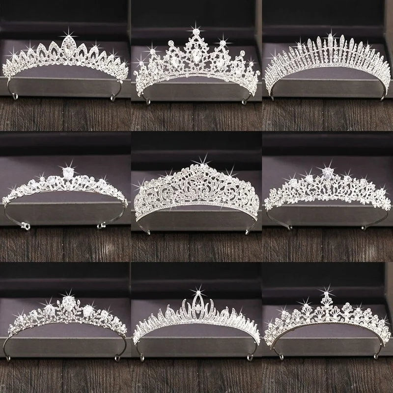 

Silver Color Crystal Rhinestone Crown and Tiara Wedding Hair Accessories Bridal Tiaras Hair Crown Wedding Headpiece Women Diadem