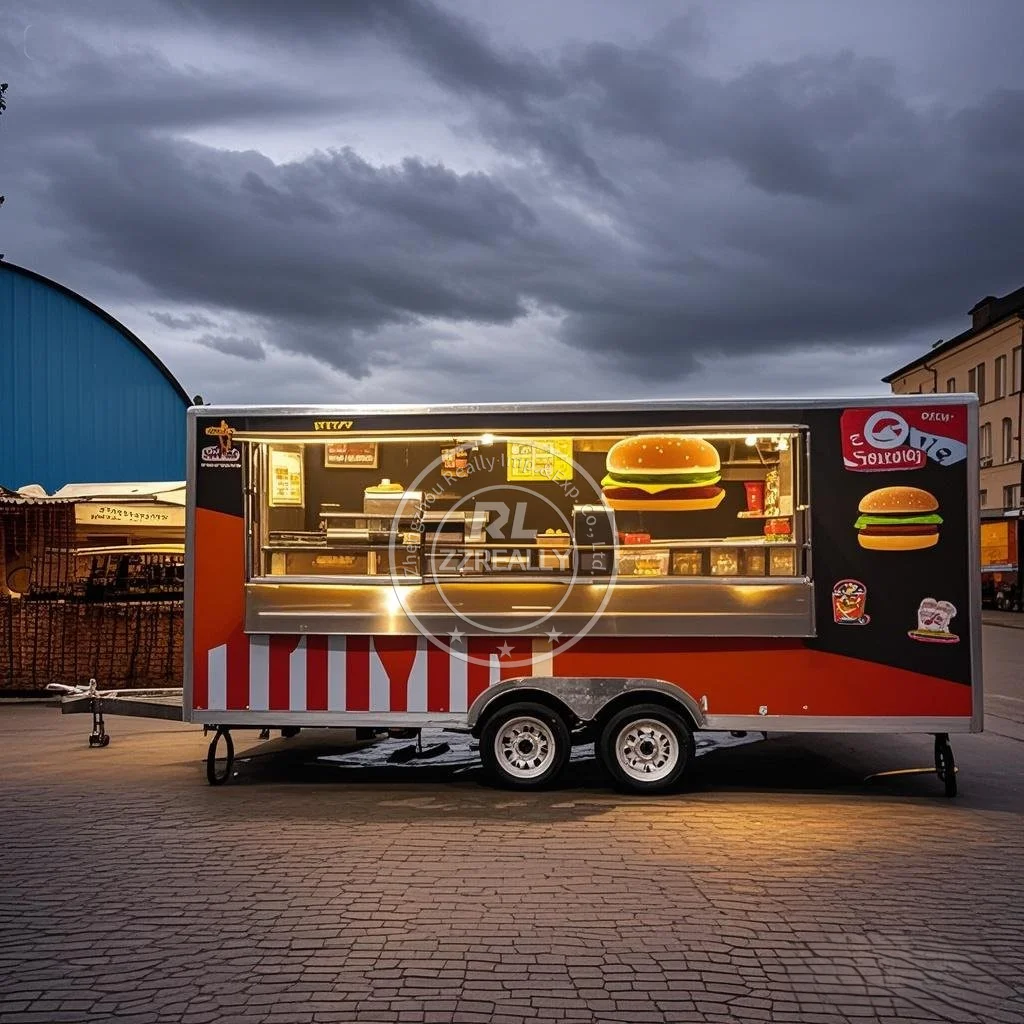 Food Trailer Mobile Truck Ice Cream Fast Truck Burger Coffee Catering Food cart  for Wedding Receptions