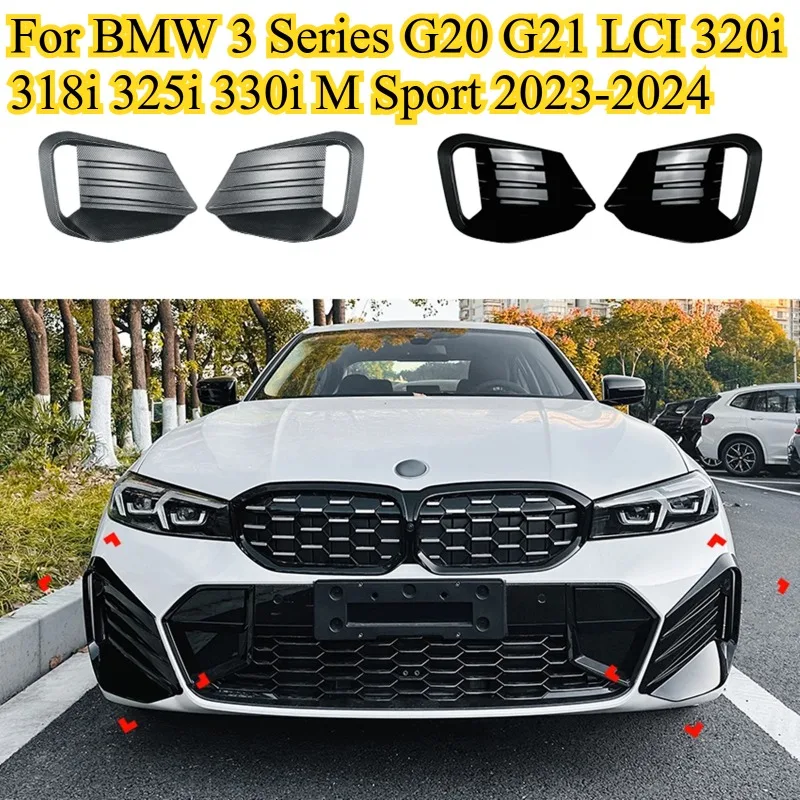 

For BMW 3 Series G20 G21 LCI 320i 318i 325i 330i M Sport 2023-2024 Front Bumper Side Air Vent Spoiler Grill Fog Light Cover Trim