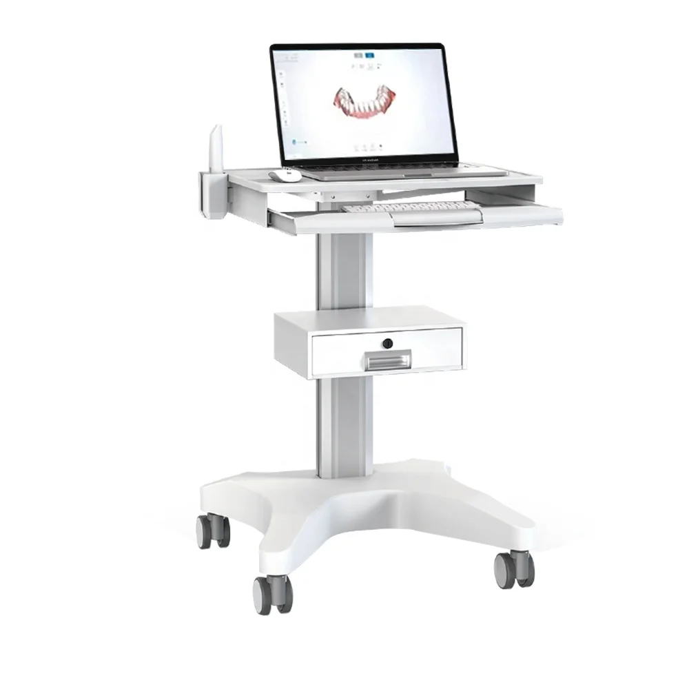 Dental Office Cart Laptop Tray and Dental Scanner Holder for Hospital Office with Drawers, Wheels,