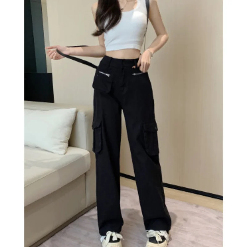 

Plus Size Women's Jeans High Waist Straight Baggy Fashion Pants Streetwear Harajuku Vintage Casual Female Wide Leg Denim Trouser