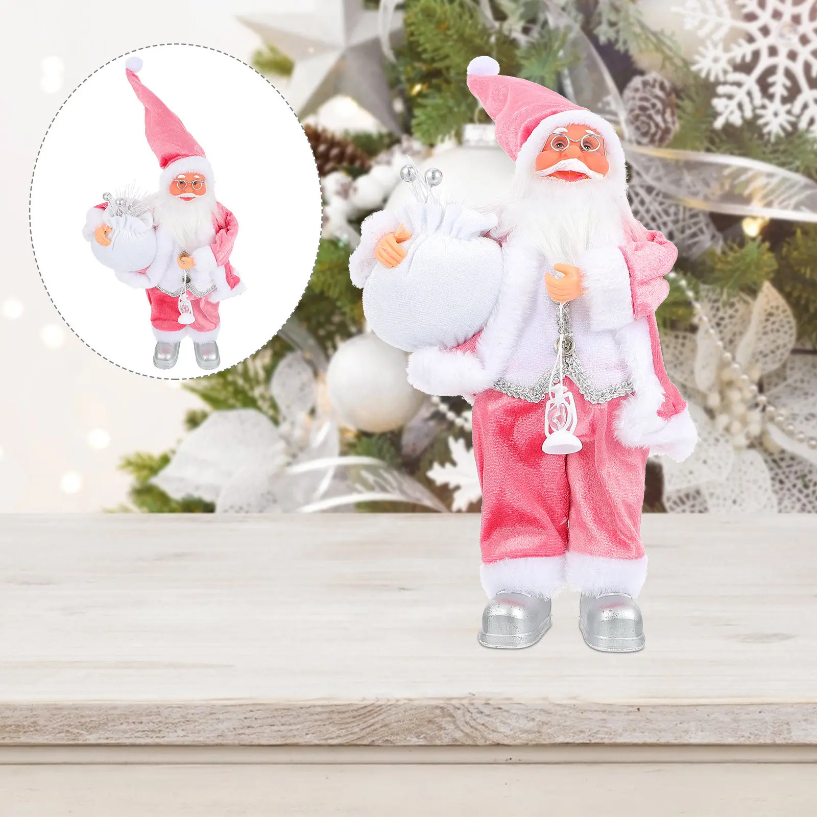 1Pcs Lovely Pink Santa Claus Ornament Christmas Decoration Festive Atmosphere Creator for Desktop Dessert House Car Holiday