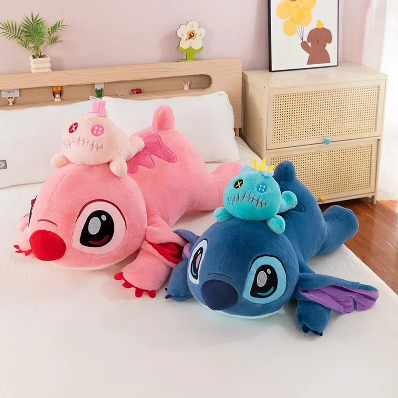 

40/100CM Disney Lilo and Stitch Lying Plush Toy Anime Stuffed Kawaii Scrump Soft Stich Doll Plushie Kids Birthday Xmas Gifts