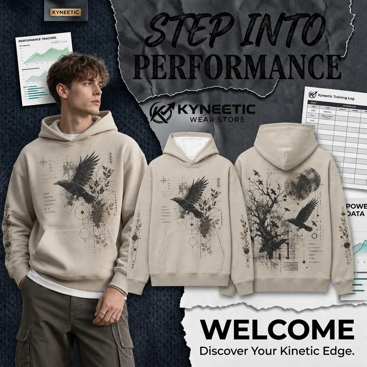 Gothic Crow Raven Moon Print Parent-Child Long Sleeve Hoodie Casual Halloween Christmas Kids Clothes Sweatshirt Tops Streetwears