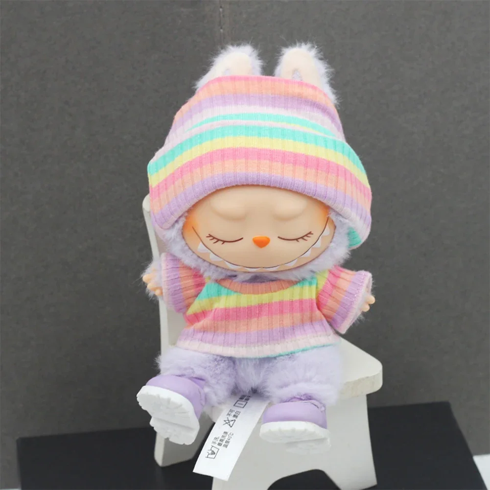 for 15/17cm Ropa Labubu Doll Clothes Match Knitted Hat Sweater Set T-shirt Dopamine Color Matching Fashion Design