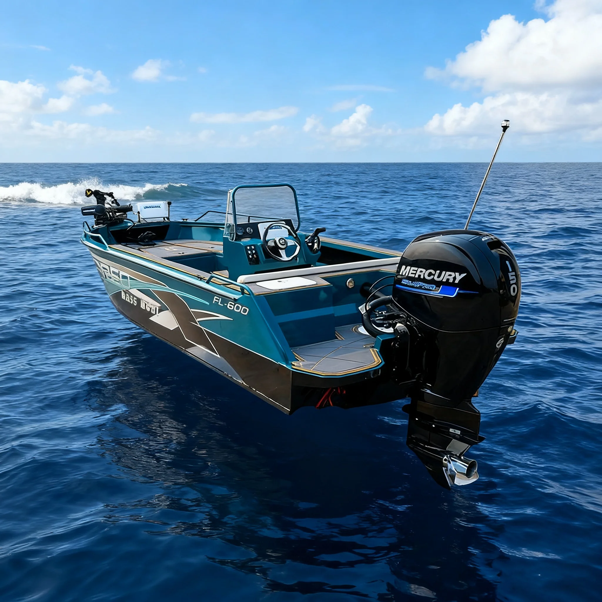Bass Boat 3 Seats Aluminum 6m Outboard 150HP Sport Entertainment Fishing Leisure Boat Yacht