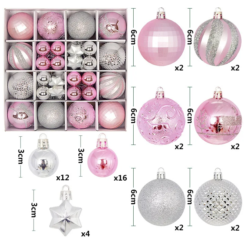 44-teiliges Set 3/6CM Frohe Weihnachten Dekorationskugeln Christbaumanhänger für Heimdekoration Neujahr 2026 Navidad Geschenke Zubehör – Detail 19