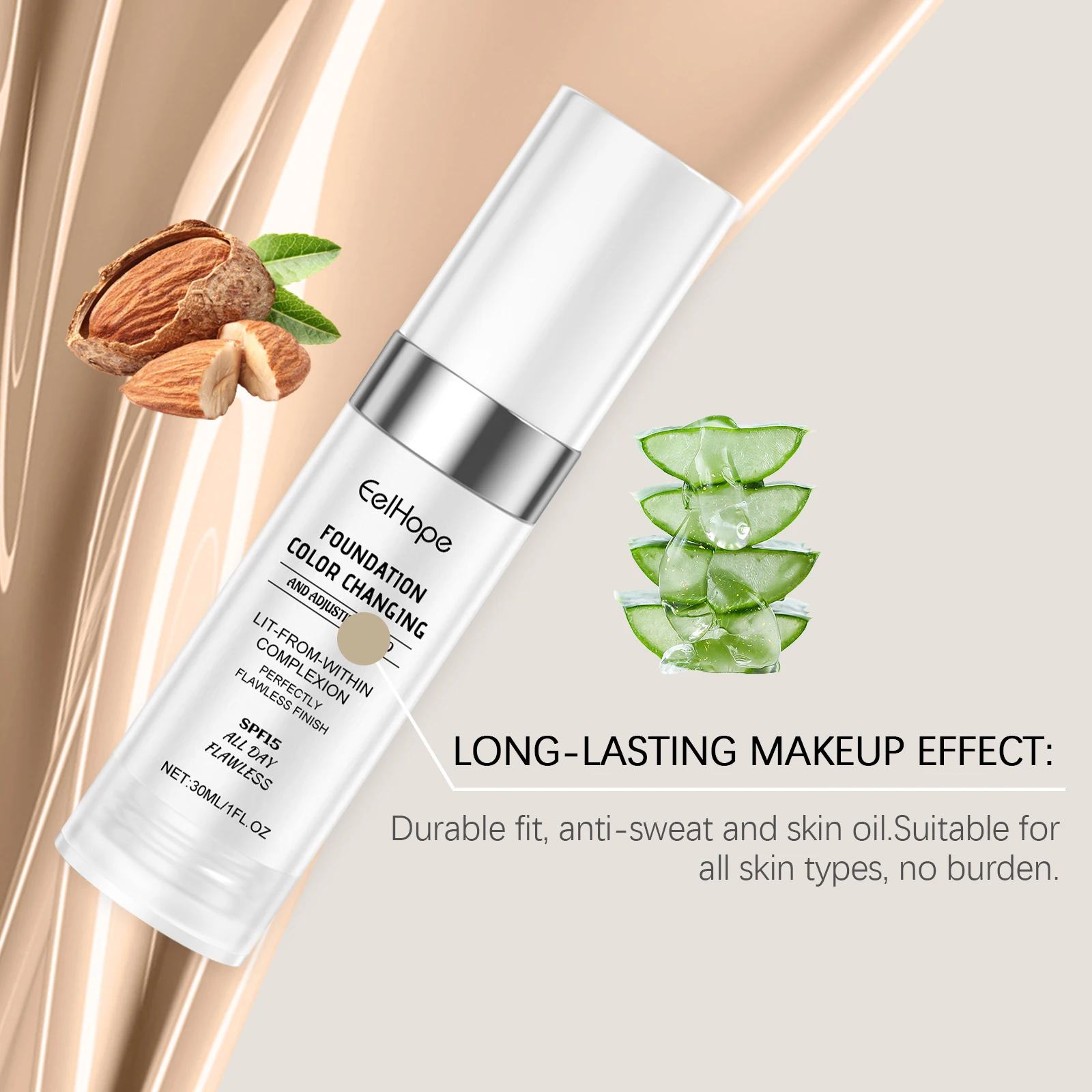 Foundation Moisturizing Liquid Foundation Face Makeup Foundation Light Coverage Dewy Finish Long Lasting Hydrating For Daily