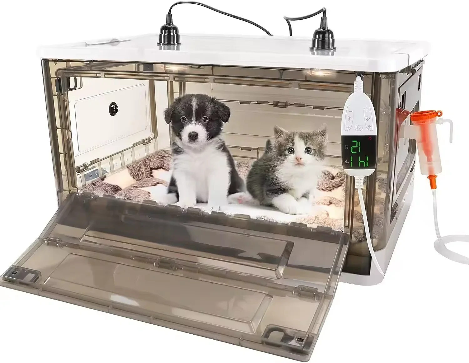 Pettic Puppy Incubator with Heating Kitten Incubator Incubator for Puppies with Puppy Bed Mat (85L)