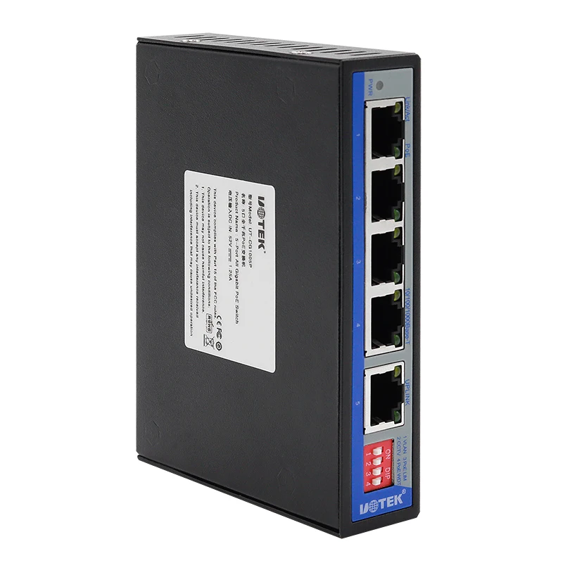Switch Ethernet POE non gestito Gigabit completo a 5 porte UOTEK DC52V Supporto IEEE802.3af/at PSE Power UT-CG1005P