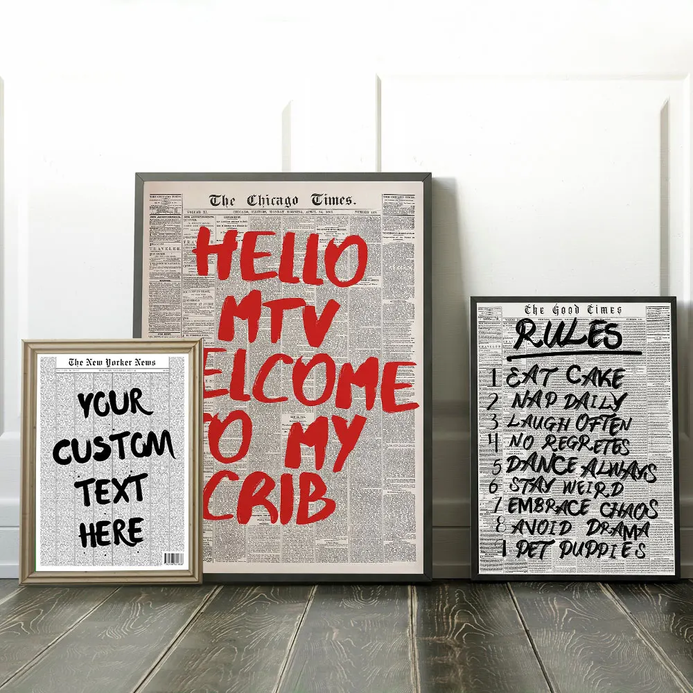 Typography Vintage Newspaper Psychedelic Quotes Posters Canvas Painting Print Room Home Bar Cafe Decor Room Wall Decor