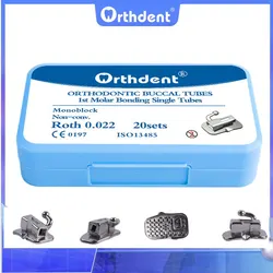 Orthdent 80Pcs/ 20Sets Dental Orthodontic Bondable Buccal Tubes Monoblock Single Non-Convertible Roth MBT 0.022 Dentistry Tool