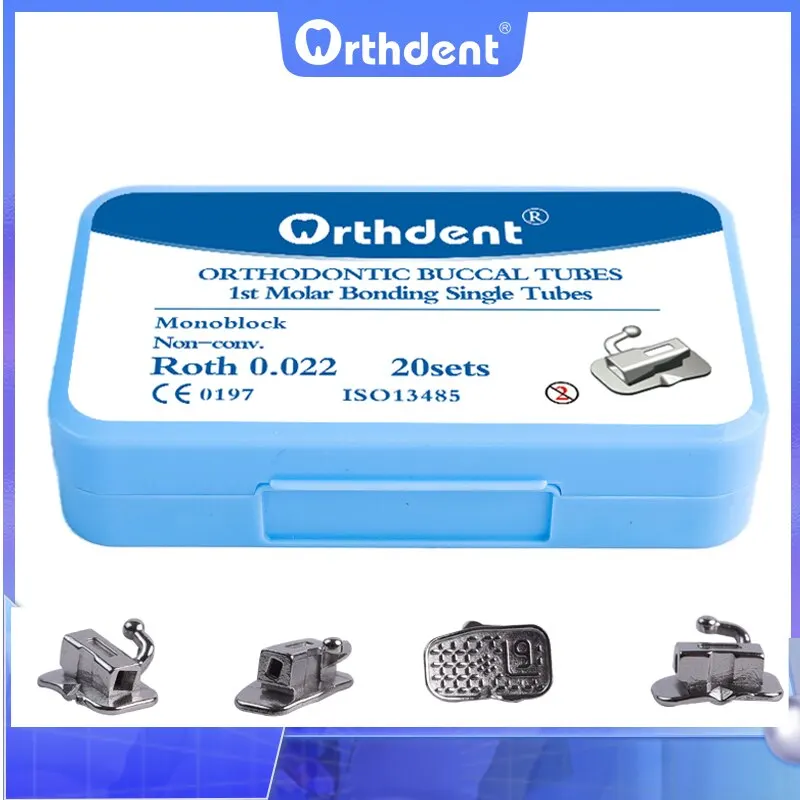 Orthdent 80 sztuk/20 zestawów Dental ortodontyczne Bondable rurki policzkowe Monoblock pojedyncze niewymienialne Roth MBT 0.022 narzędzie stomatologiczne