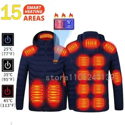 15 Heated Jacket Winte Vest USB Electric Heating Jackets Women Men Outdoor Warm Sprots Thermal Coat Clothing Jacket