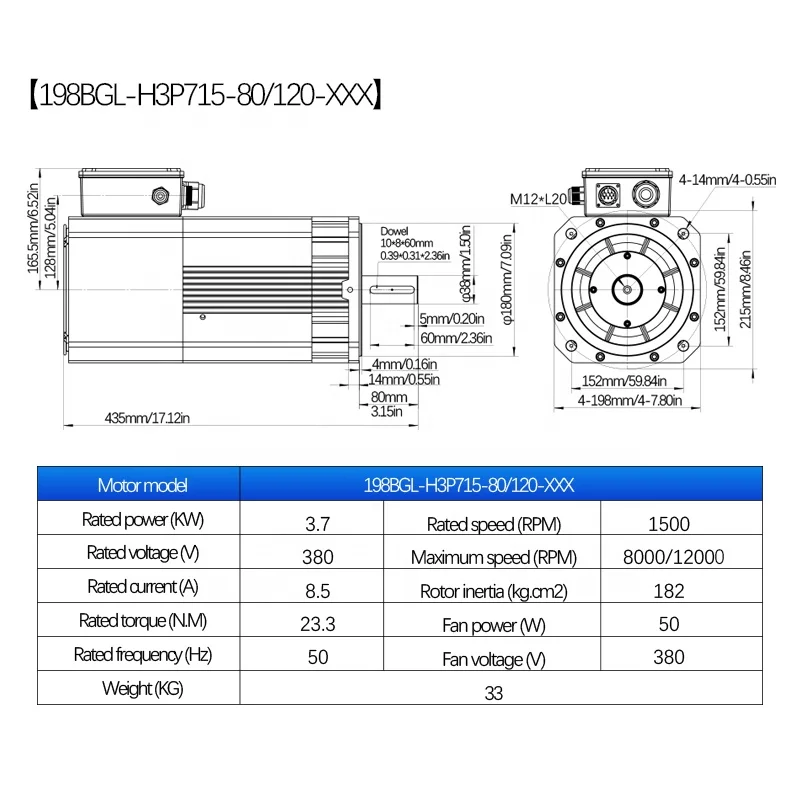 HLTNC alta qualidade 3700W 23,3nm velocidade máxima 8000 rpm 380V AC Servo motor, motor de eixo e driver para máquina de moldagem