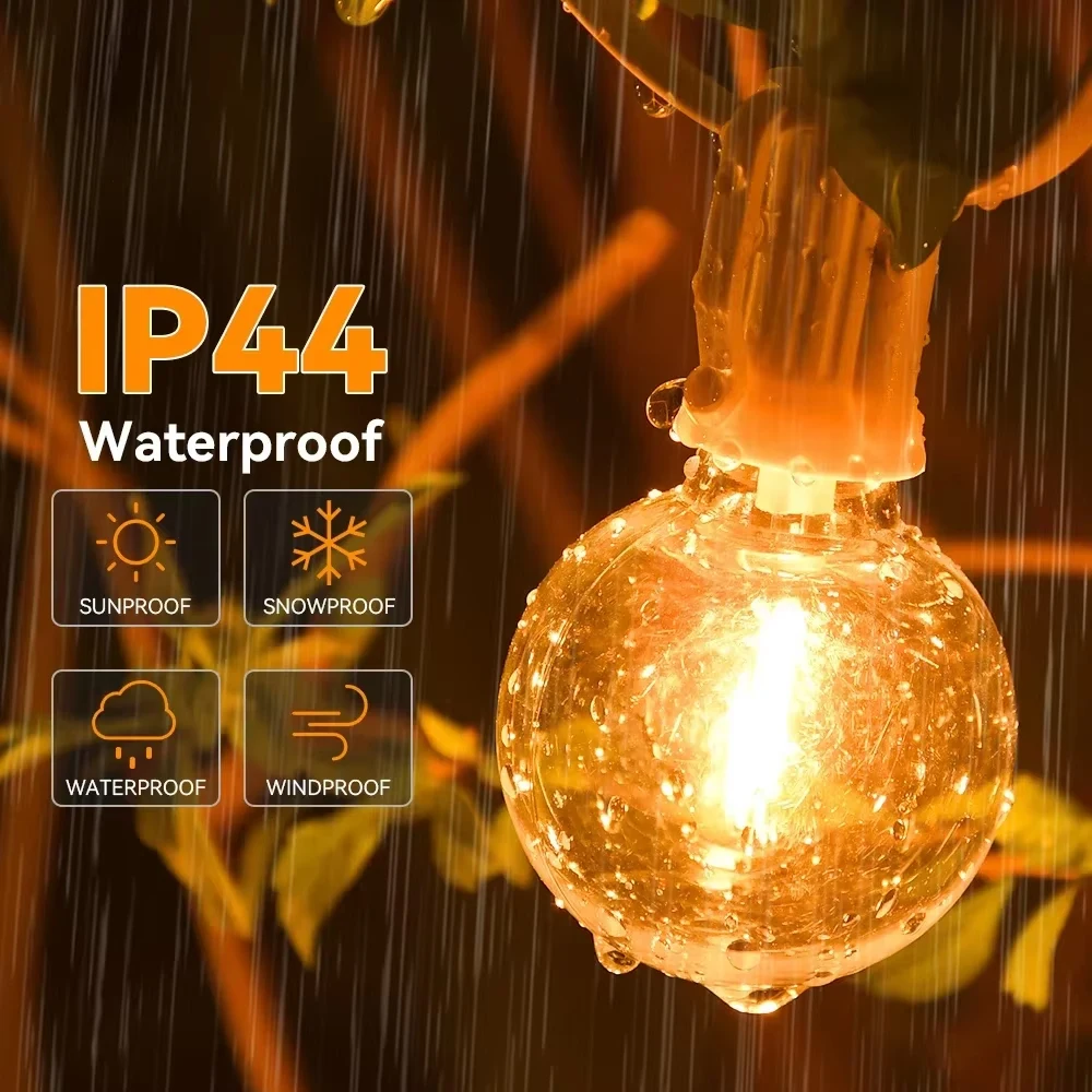 Outdoor G40 String Lights 220V LED Patio Hanging Lights 30M 15M Festoon Lamp Connectable Wedding Garden Party Light String Decor
