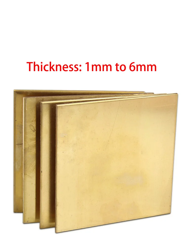 Thickness 1mm to 6mm Brass Sheet Plate H62 Machining Mill Metal Laser Cutting CNC Frame Model Mould DIY 50X100 100X200 150X150