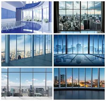 Laeacco-モダンな都市の建物,フランス語のウィンドウテクノロジー,ビデオステージの写真の背景,写真スタジオの小道具