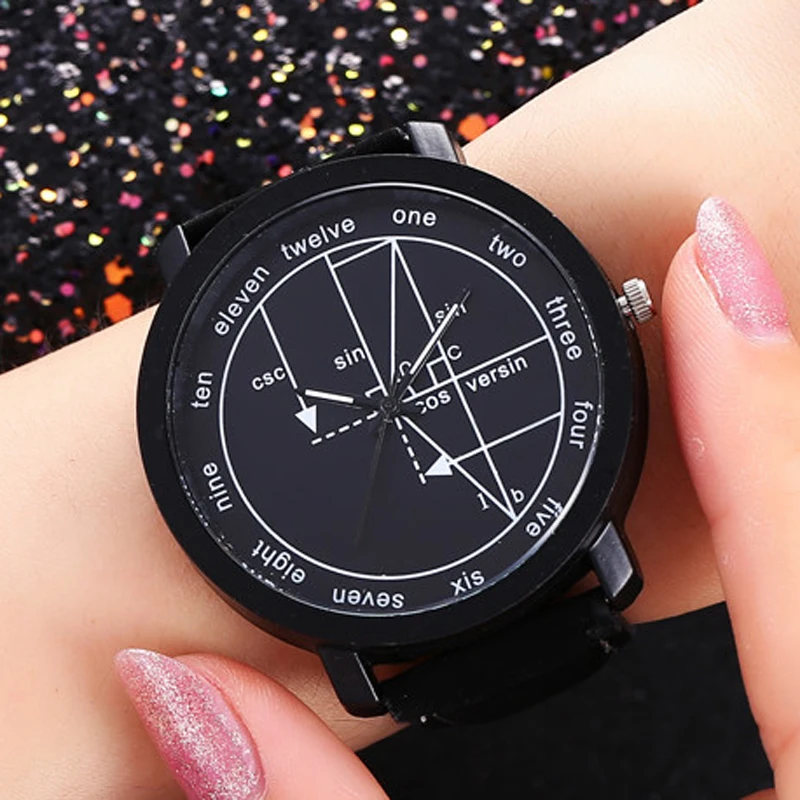 Hot Unisex Watch Fashion Creative Interesting Mathematical Formula Dial Quartz Wristwatches Women Gilrs Ladies Students Watches