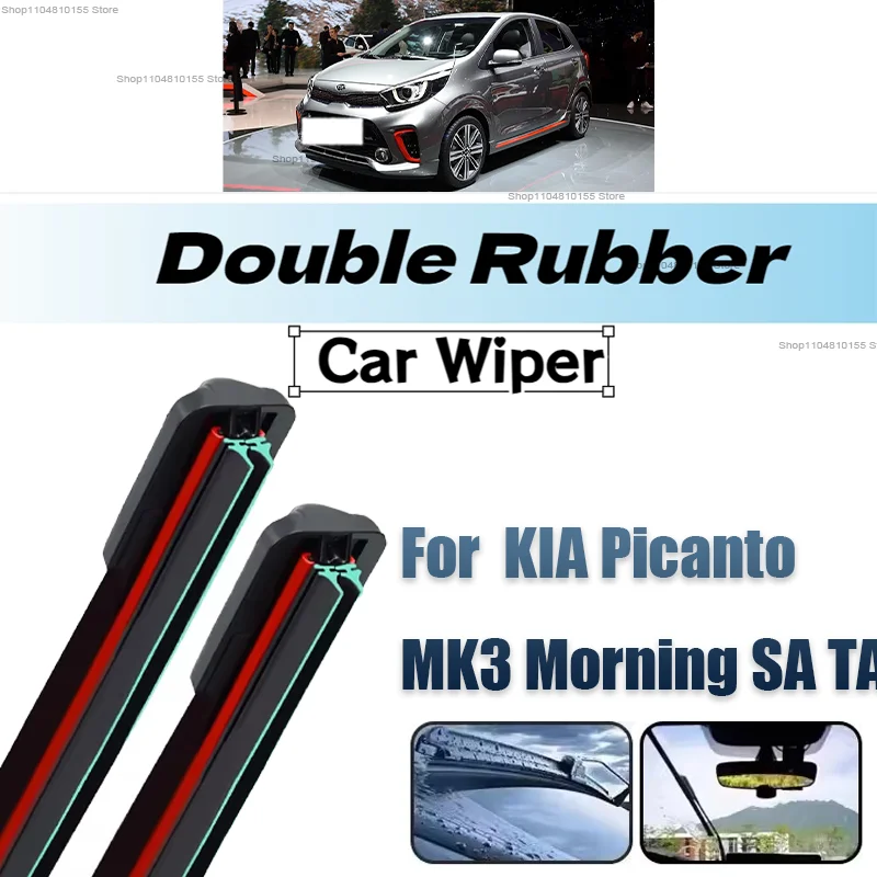 

Double Rubber Car Wipers for KIA Picanto MK3 Morning SA MK1 TA MK2 Front Blade Brushes Cutter Accessorie Wiper Windscreen Wiper