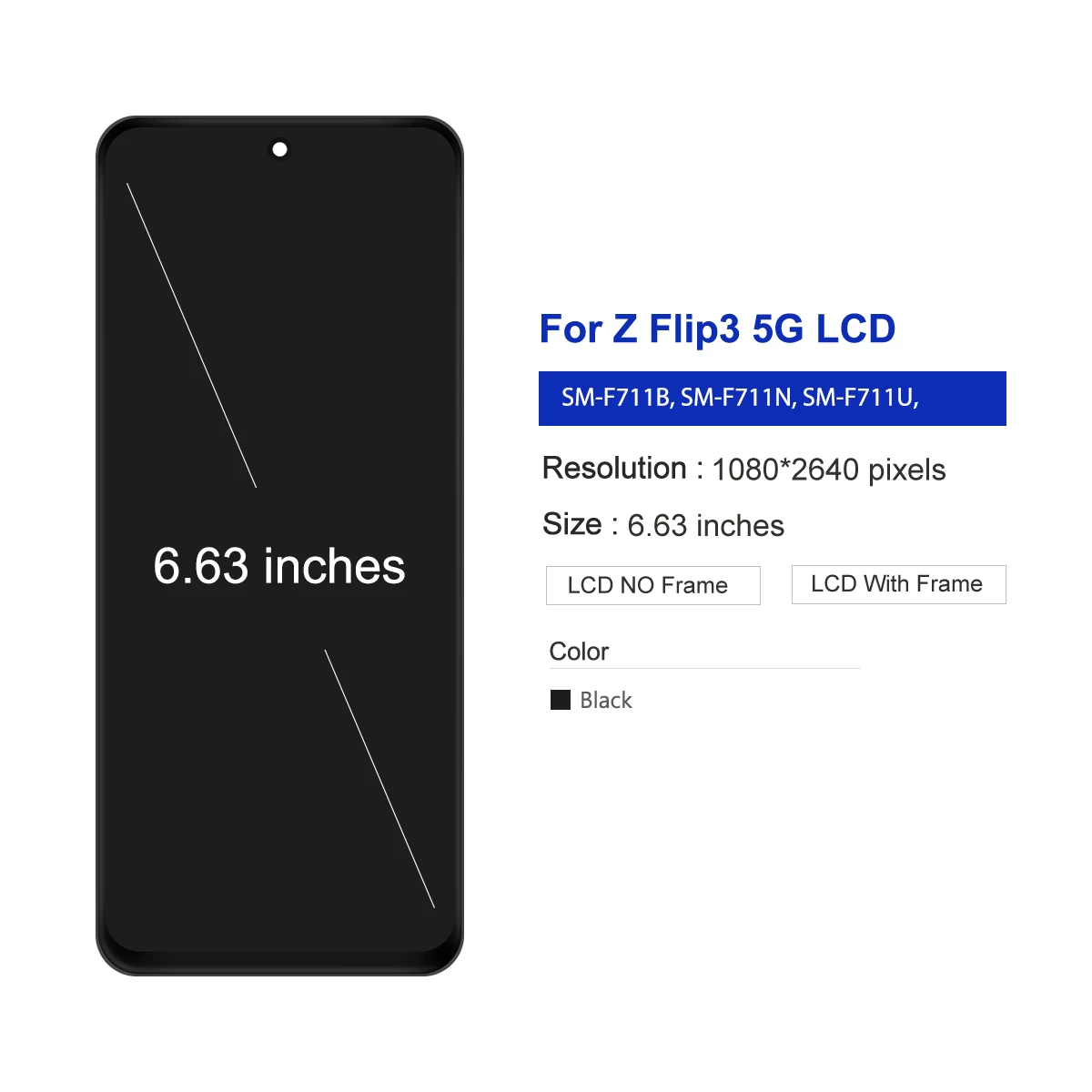 Tft para samsung z flip 3 f711 display lcd tela de toque para