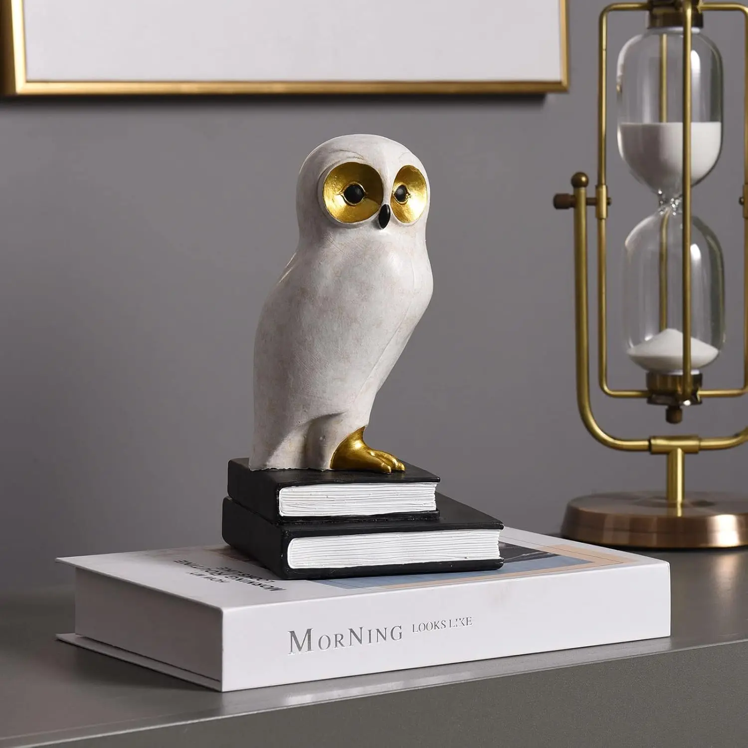 Book Ends for Shelves, Owl Decorative Bookends Bronze Bird Book Stopper Unique Kids Book Holders with Anti-Slip Base Luxurious B