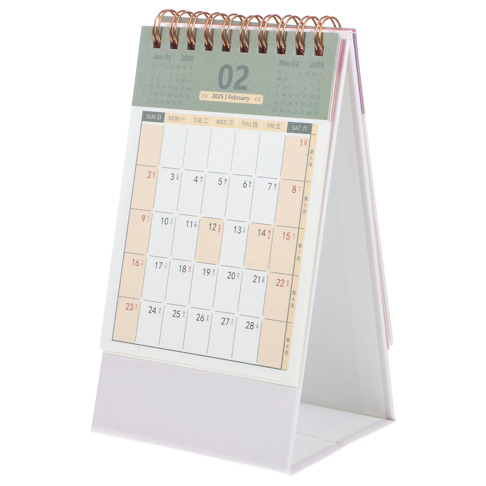 2025 Desk Calendar Delicate Academic Daily Use Month Decorative Standing Desktop Household Portable