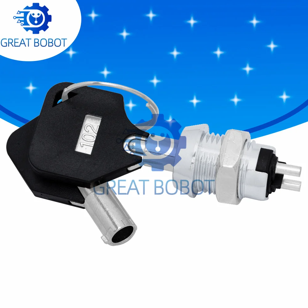 BS 12MM Stainless Steel Telephone Lock Electronic Lock Power Lock Key Switch S1201 Double Side Pull Out Type 0.5A250V AC 2Keys