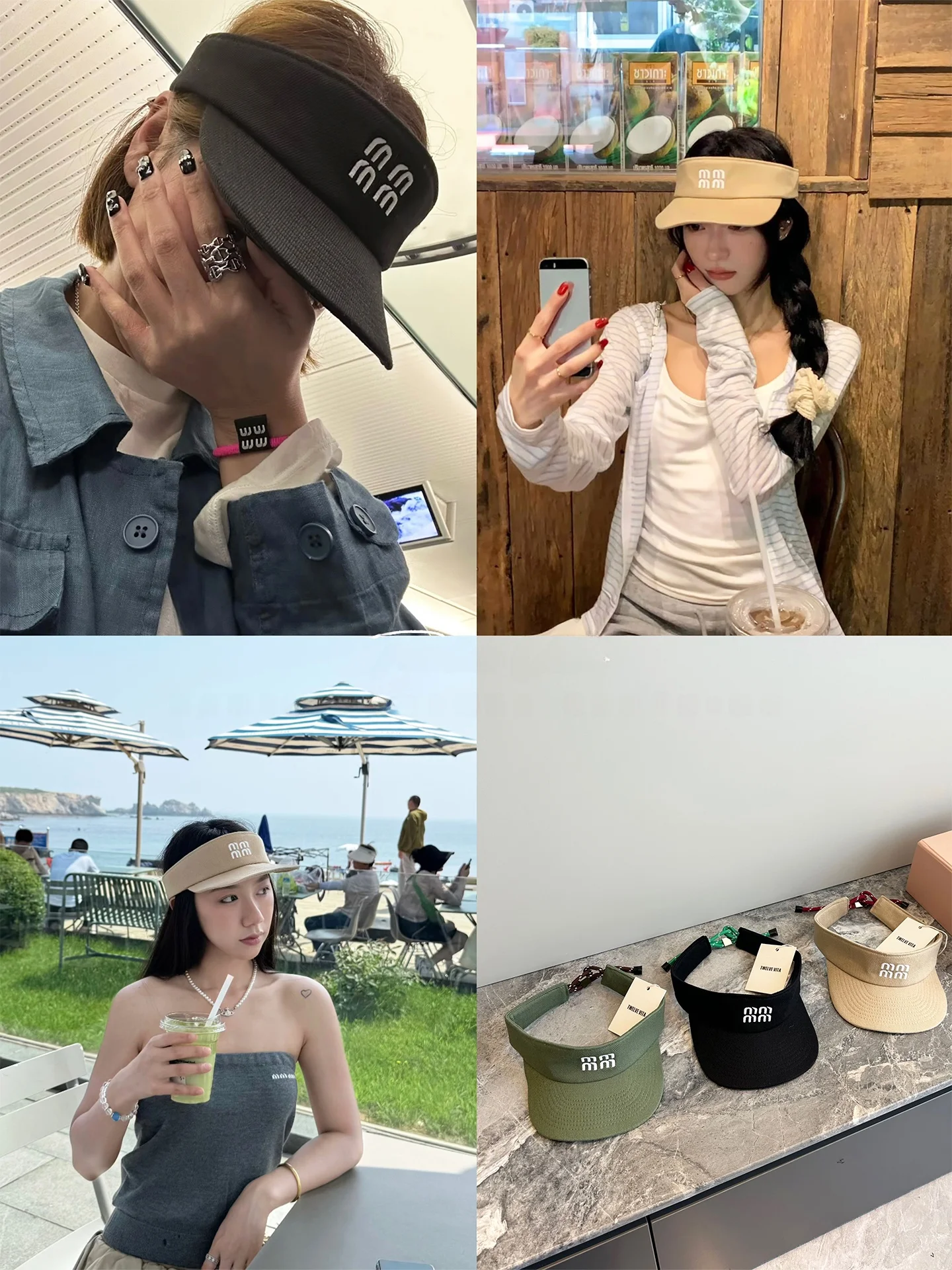 Classic Letter Embroidery Empty Top Hat Sun Protection Cap Stylish Youth Cotton Adjustable Band Spring Fashion Accessory