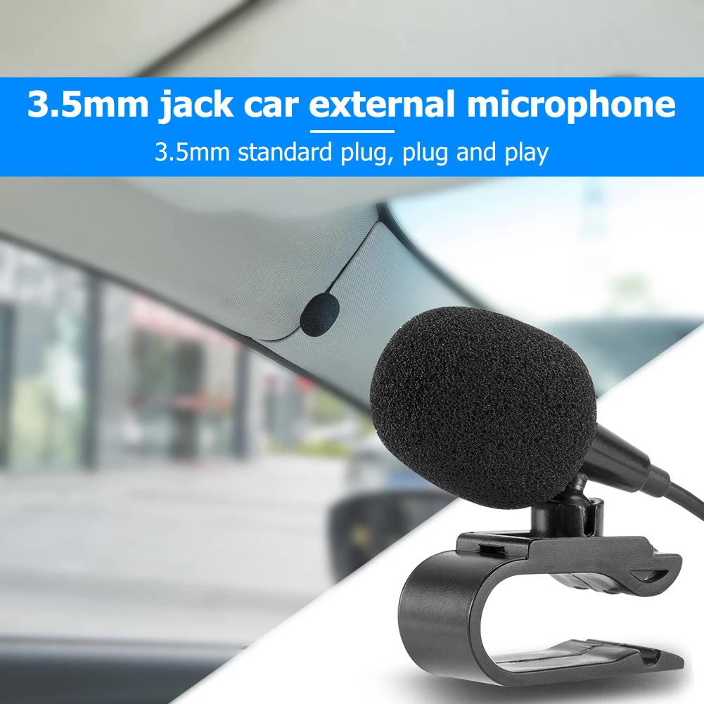 Car Audio Microphone 3.5mm Clip Jack Plug Mic Stereo Mini Wired External Microphone for Auto DVD Radio with 3m Long Line