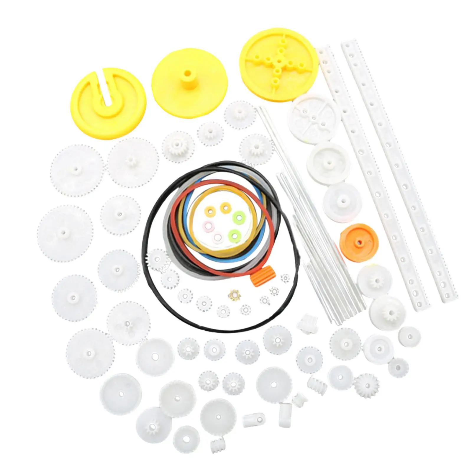 82x Gear Kits Crown Gear Various Gear Axle Belt Bushings Shaft Belt DIY Set Toy DIY Gear Assortment Accessories Set for Toy Car