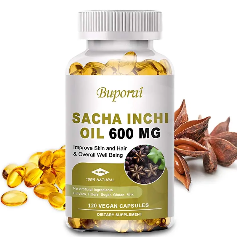 

Sacha Inchi Oil 600mg - Contains Omega-3 To Support Overall Health, Help Improve Skin and Hair, and Enhance Memory