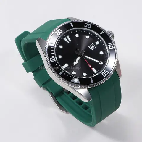 20 mm 22 mm gummiarmband av hög kvalitet, böjd ände i silikon, klockarmband för Swatch för Omega Moonswatch, vattentätt armband 10 best sales 20 mm klockarmband med böjd ände - №1