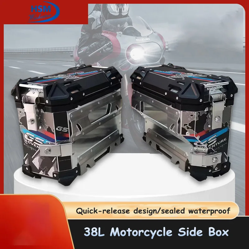 45L 38L Aluminum Motorcycle Panniers Set - for B-M-W R1250GS Adventure R1200GS Heavy Duty Side Cases Top Box Waterproof Luggage