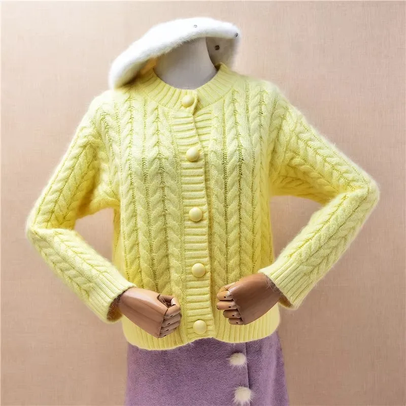 

Женский весенне-осенний модный полосатый волосатый ангорский кролик, вязаный укороченный топ с длинными рукавами, тонкий карнавальный свитер, куртка