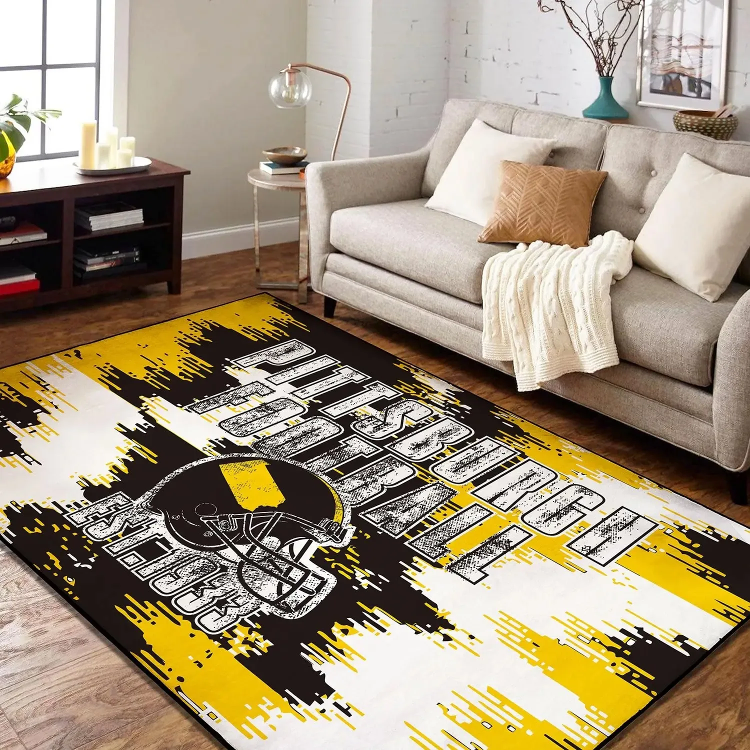 Fußbodenmatte mit Fußballteam-Motiv, inspiriert von den Dallas Cowboys, blau-weißer Aufdruck, rutschfester, waschbarer Teppich für Arbeitszimmer, Sportnische, Zuhause – Detail 8