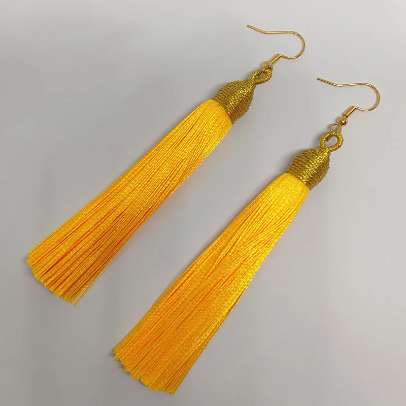 Handmade Tassel Earrings Trendy Bohemian Orange Colorful Long Dangles Vintage Tassel Earrings Women Jewelry