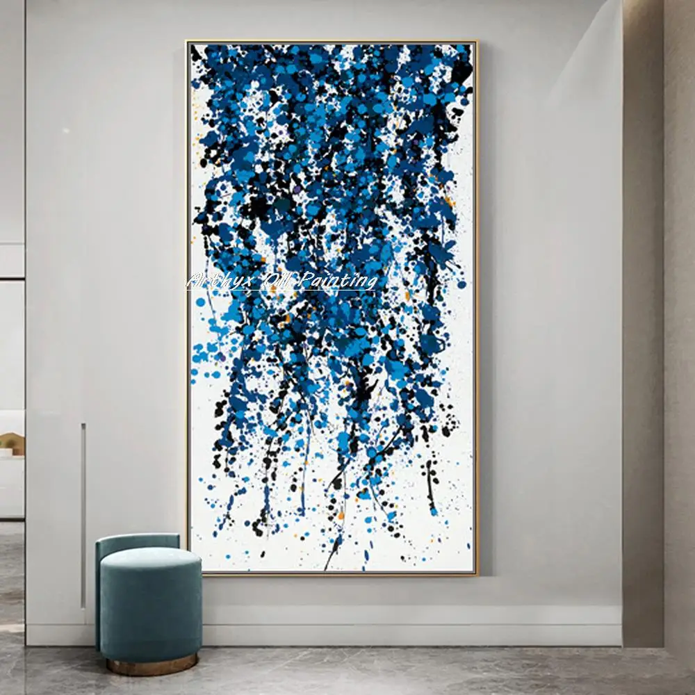 Arthyx Handpainted Abstract Sprinkling Oil Paintings On Canvas,Modern Wall Art,Picture For Living Room,Home Decoration No Framed