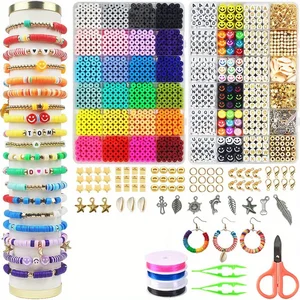 14400pcs Assorted Polymer Clay Beads Kit untuk Pembuatan Perhiasan DIY-Perlengkapan Kerajinan Buatan Tangan untuk Gelang, Kalung, Anting-Gre 10 kit gelang manik penjualan terbaik - №