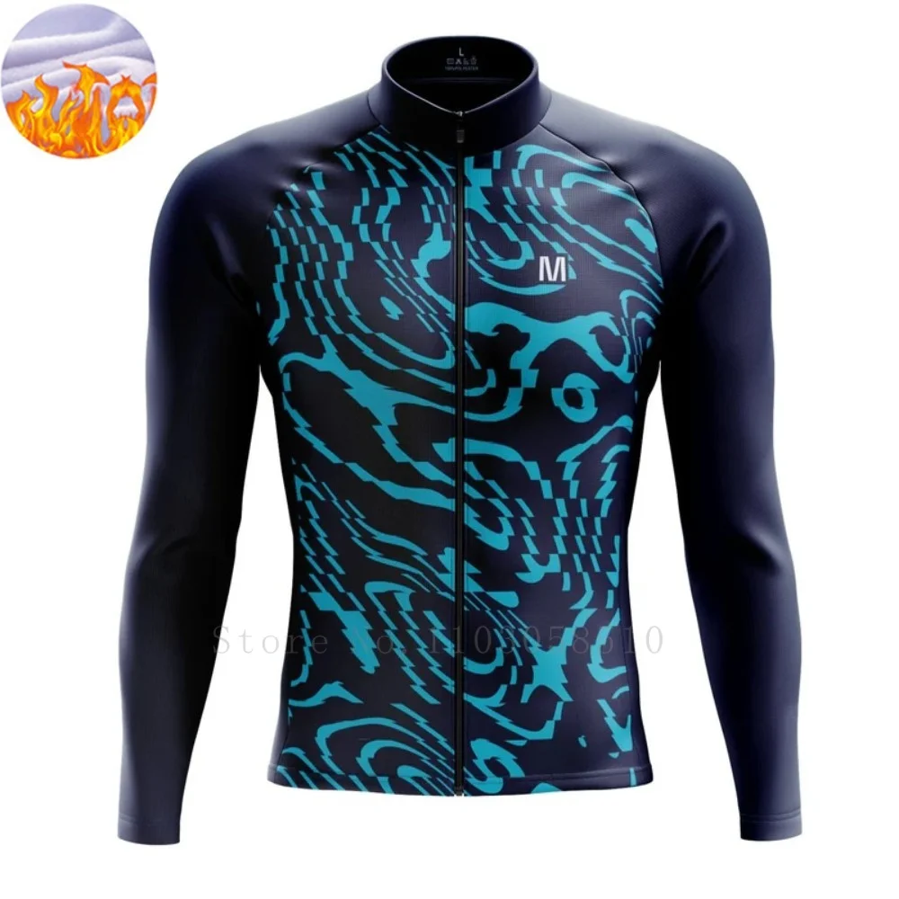 

Winter Cycling Jacket for Men Windproof Fleece Men's Bike Jacket MTB Cycling Clothing Bicycle Coat Jackets with Pockets