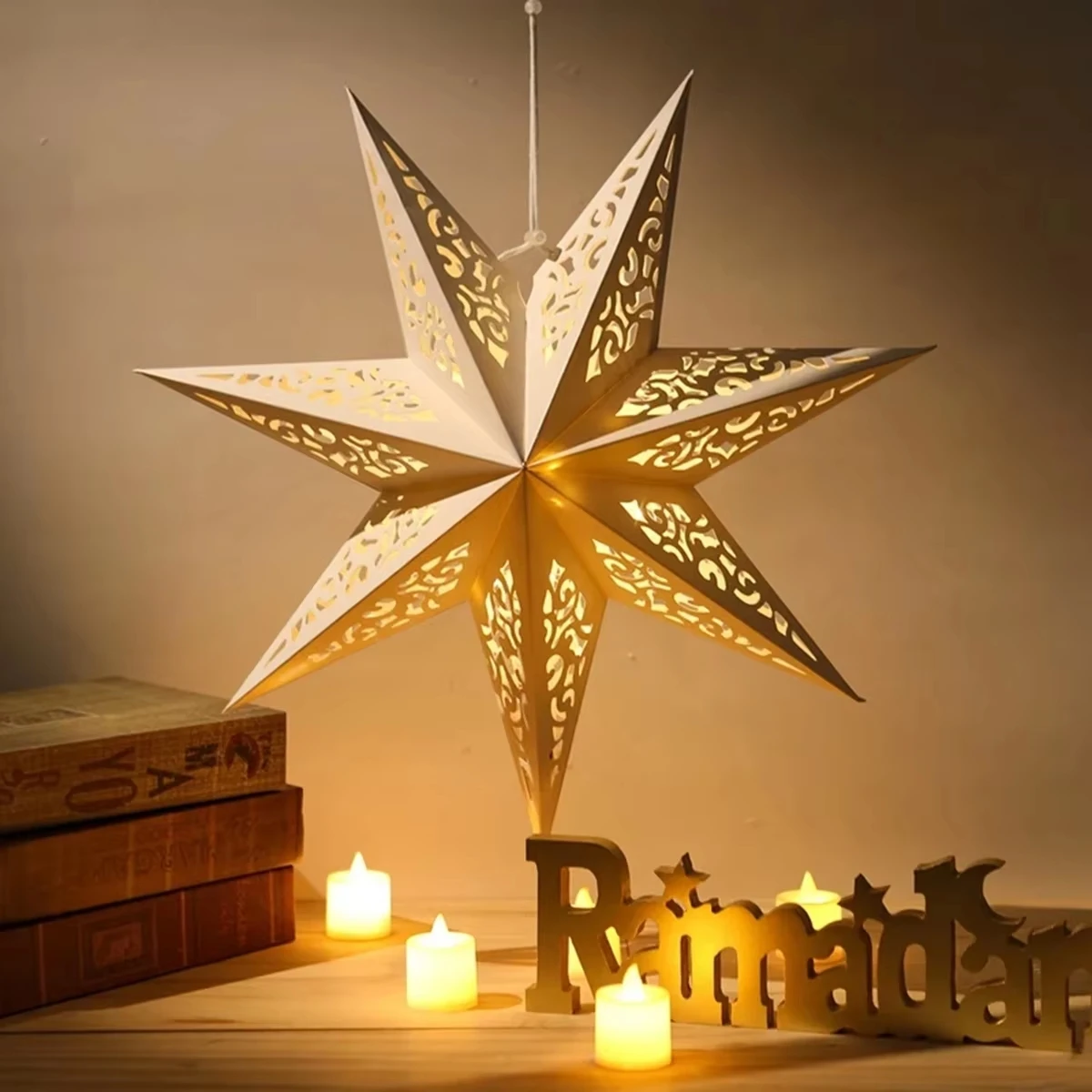 Eid Mubarak Hollow Star Hanging Pendant Ramadan Decor For Home 2025 Ramadan Kareem Islamic Muslim Party Eid Al-Fitr Supplies