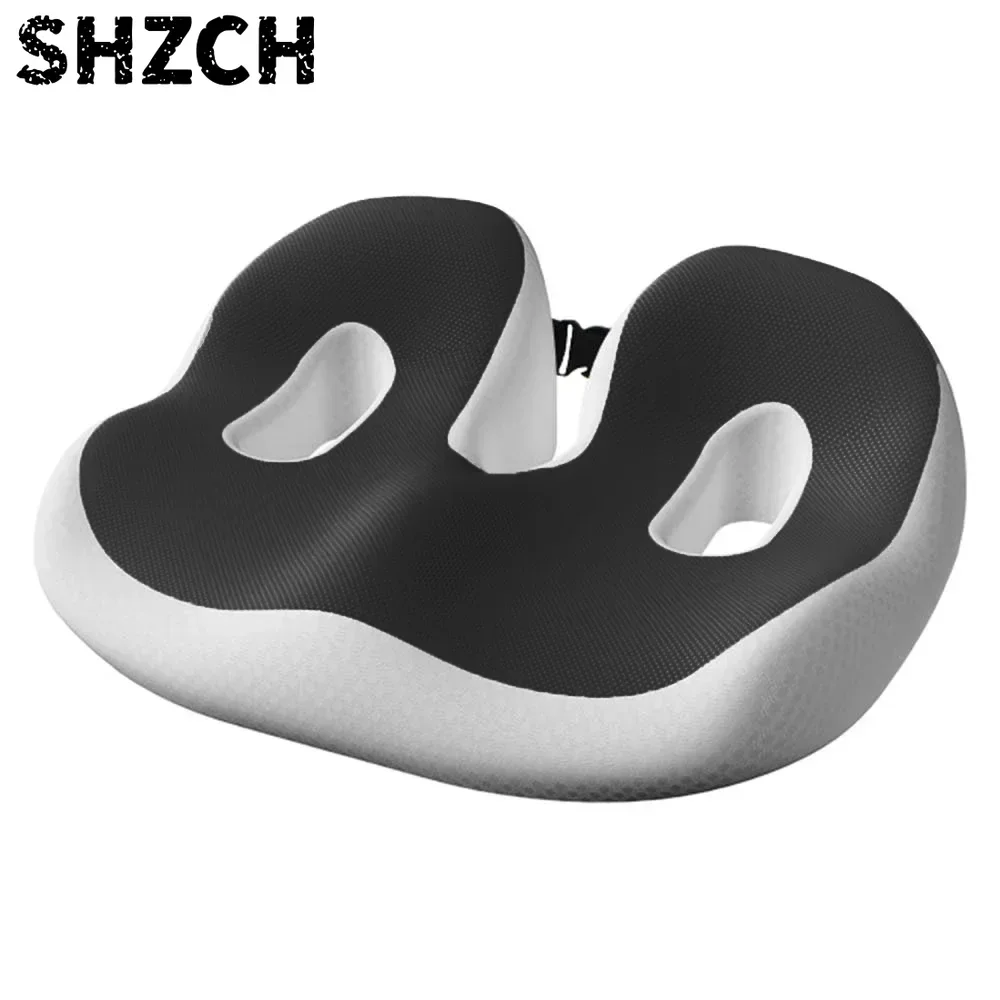 Pressure-resistant and breathable ergonomic seat cushion with slow-recovery filling and curved surface fitting the hips