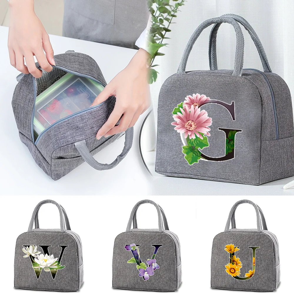 Women Child Insulated Lunch Bag Nurse Bento Food Lunchbox Packed Organizer Letters Handbags Travel Picnic Cooler Thermal Bags