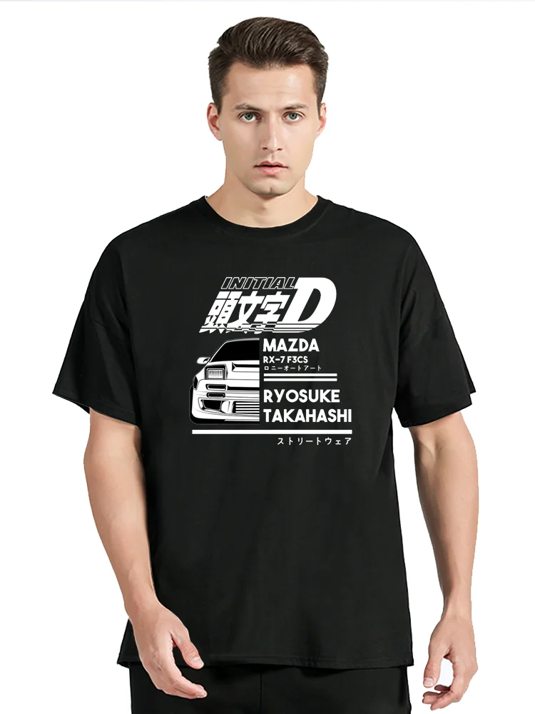 AE86 Initial D Japanese Anime T-shirt O-Neck Short Sleeves Tshirts Summer Casual Fashion Unisex Men Cotton Tee-shirt Racing Car